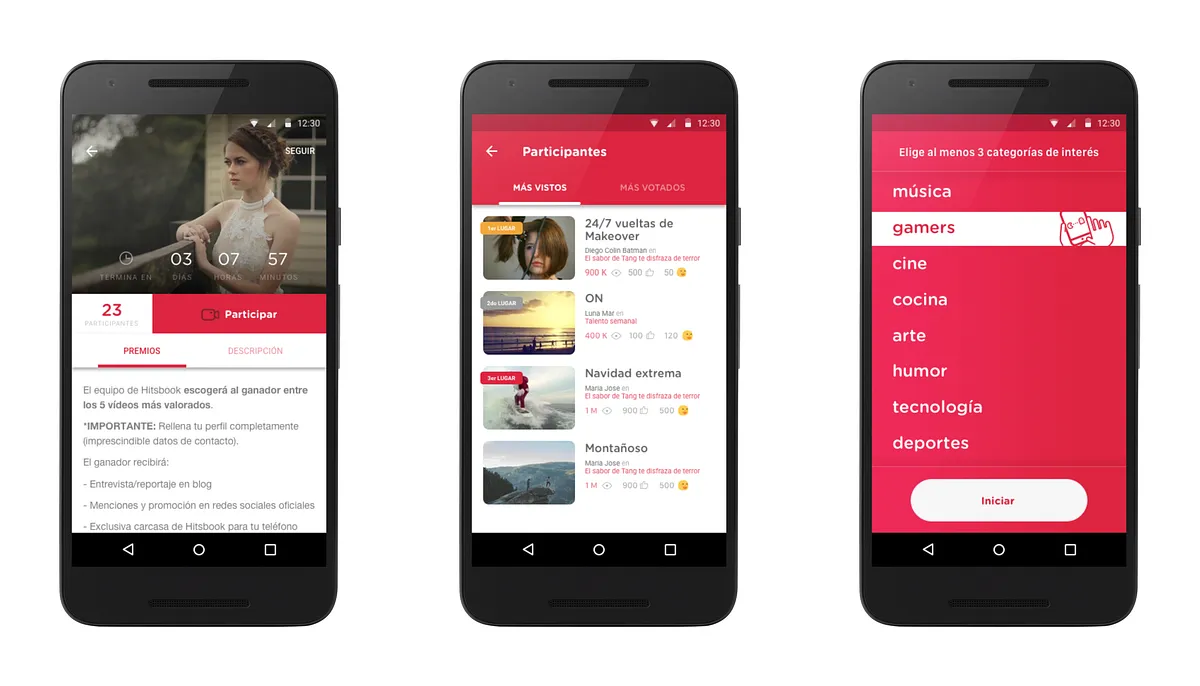 Ejemplo de uso de tipografía usando el baseline Material para Hitsbook. Diseñado en 23.