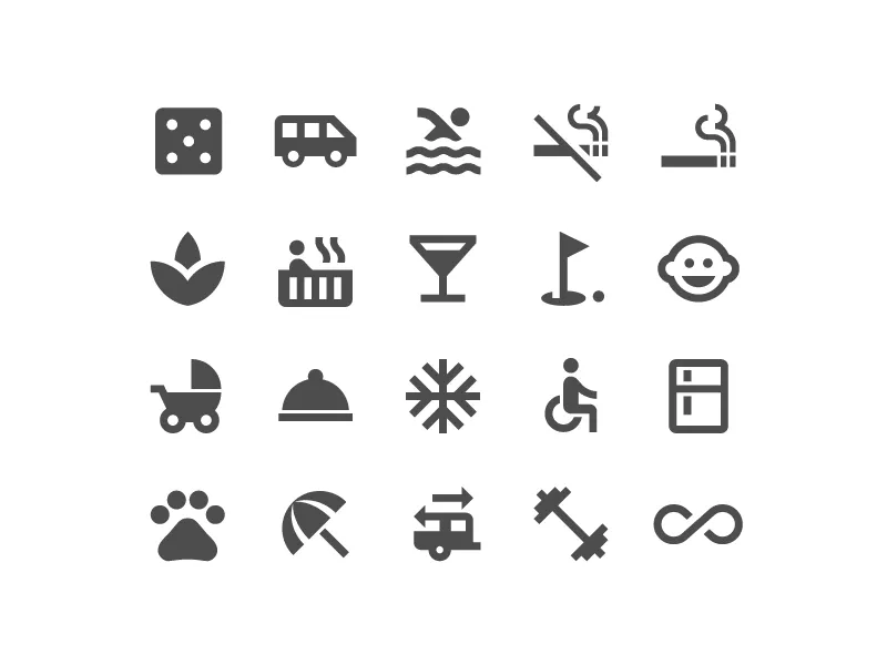 Hotel amenities icon set — Google Design