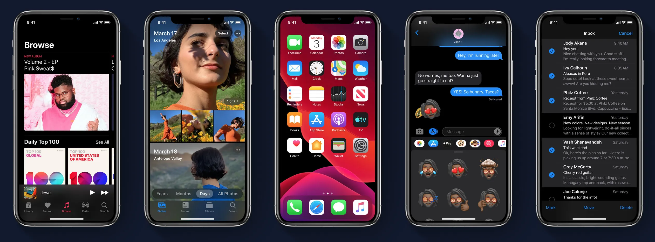 Aplicaciones nativas en iOS 13 con modo nocturno