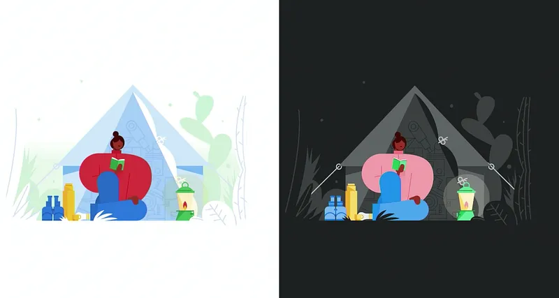 Sugerencias de Google al rediseñar ilustraciones para fondos oscuros